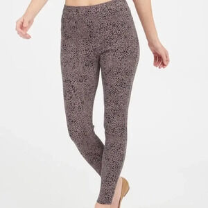 SPANX Jean-ish Ankle Leggings in Desert Dot Leopard Print Size Small Pull On